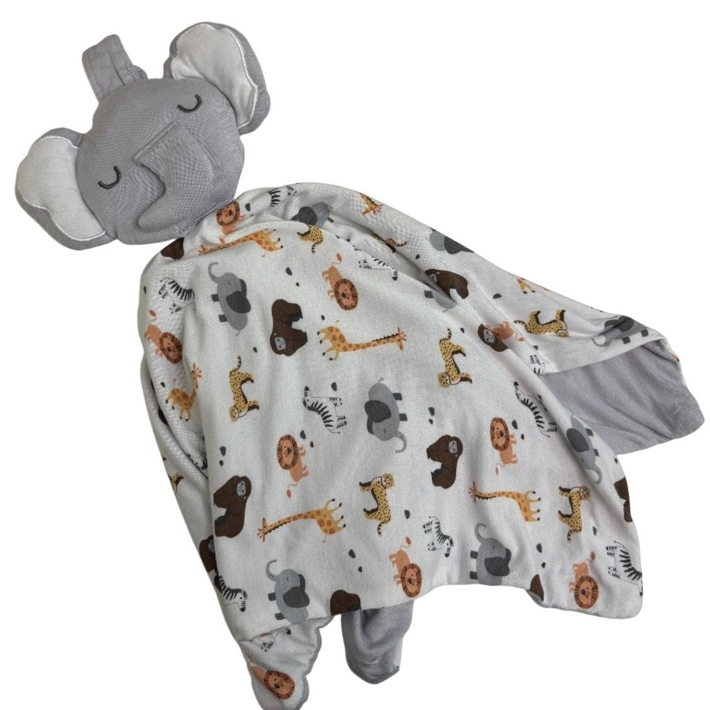 Milkberry Elephant Lovey Security Blanket Loop 17 x 19 Animals Giraffe Lion Zoo
